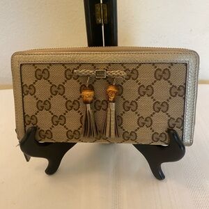 Vintage Gucci Bamboo GG Canvas Wallet